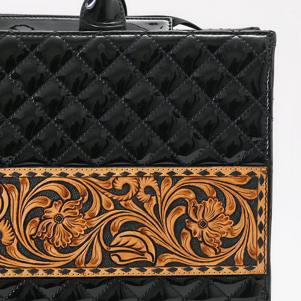 ADBGA775 American Darling Quilted Hand Tooled Genuine Leather Tote Bag