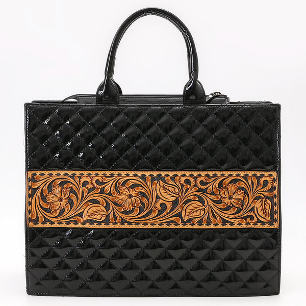 ADBGA775 American Darling Quilted Hand Tooled Genuine Leather Tote Bag