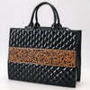 ADBGA775 American Darling Quilted Hand Tooled Genuine Leather Tote Bag