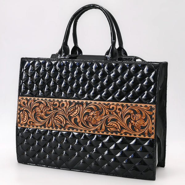 ADBGA775 American Darling Quilted Hand Tooled Genuine Leather Tote Bag