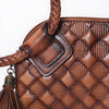 ADBGM615 Western Clutch - Quilted Genuine Leather Wristlet with Braided Handle & Tassel
