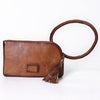 ADBGM615 Western Clutch - Quilted Genuine Leather Wristlet with Braided Handle & Tassel