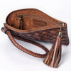 ADBGM615 Western Clutch - Quilted Genuine Leather Wristlet with Braided Handle & Tassel