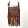 ADBGM620 Western Messenger Bag - Hair-On Leather Fringe Bag with Cowboy Desert Scene & Whipstitch Detail