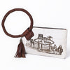 ADBGM621 Western Wristlet - Hair-On Leather Clutch with Las Vegas Cowboy Print & Braided Strap