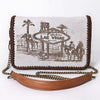 ADBGM622 Western Organiser Bag - Hair-On Leather Las Vegas Print with Chain Strap & Whipstitch Trim