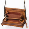 ADBGM169AL Quilted Leather Crossbody Purse - Distressed Tan with Chain Strap