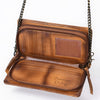 ADBGM169AL Quilted Leather Crossbody Purse - Distressed Tan with Chain Strap