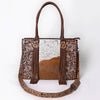 ADBG1718 American Darling Hair-On Cowhide Fringe Tote Bag | Hand-Tooled Western Shoulder Bag