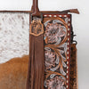 ADBG1718 American Darling Hair-On Cowhide Fringe Tote Bag | Hand-Tooled Western Shoulder Bag