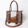 ADBG1718 American Darling Hair-On Cowhide Fringe Tote Bag | Hand-Tooled Western Shoulder Bag