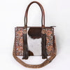 ADBG1718 American Darling Hair-On Cowhide Fringe Tote Bag | Hand-Tooled Western Shoulder Bag
