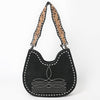 ADBG1720 American Darling Black Genuine Suede Hobo Bag | Boot Stitched Hand-Tooled Strap