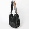 ADBG1720 American Darling Black Genuine Suede Hobo Bag | Boot Stitched Hand-Tooled Strap