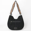 ADBG1720 American Darling Black Genuine Suede Hobo Bag | Boot Stitched Hand-Tooled Strap