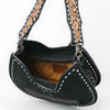 ADBG1720 American Darling Black Genuine Suede Hobo Bag | Boot Stitched Hand-Tooled Strap