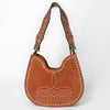 ADBG1720 American Darling Genuine Suede Hobo Bag | Boot Stitched Tooled Leather Strap