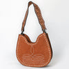ADBG1720 American Darling Genuine Suede Hobo Bag | Boot Stitched Tooled Leather Strap