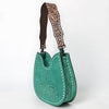 ADBG1720 American Darling Genuine Suede Hobo Bag | Boot Stitched Tooled Leather Strap