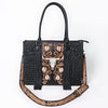 ADBG1721 American Darling Hand Tooled Floral & Crocodile Embossed Leather Western Tote Bag