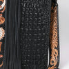 ADBG1721 American Darling Hand Tooled Floral & Crocodile Embossed Leather Western Tote Bag