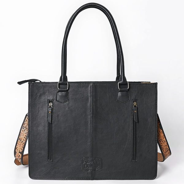 ADBG1721 American Darling Hand Tooled Floral & Crocodile Embossed Leather Western Tote Bag