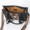 ADBG1721 American Darling Hand Tooled Floral & Crocodile Embossed Leather Western Tote Bag