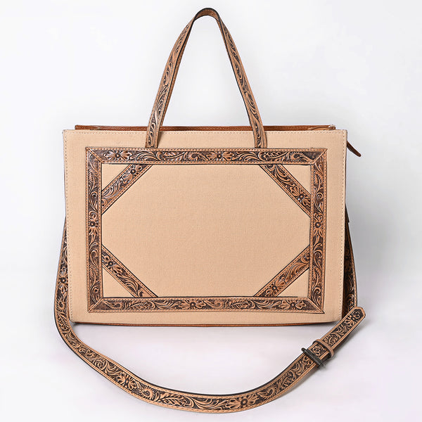 ADBG1725 American Darling Western Leather Tote Bag with Hand Tooled Floral Carved Panels