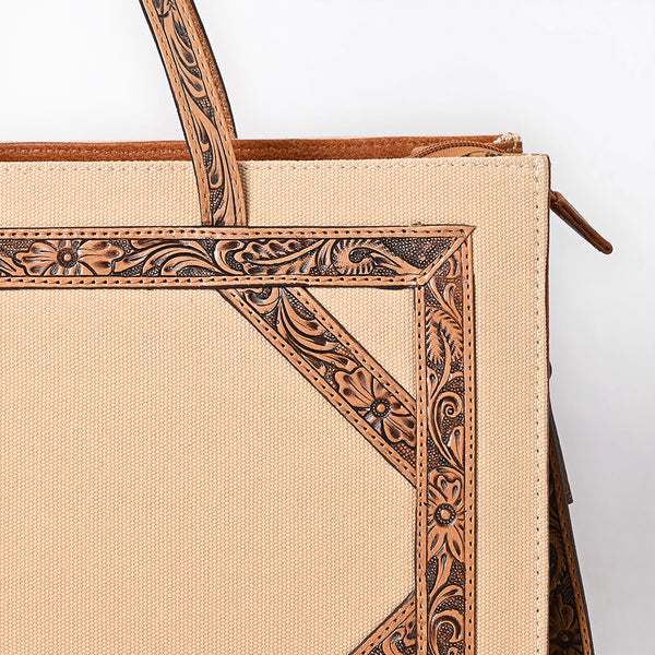 ADBG1725 American Darling Western Leather Tote Bag with Hand Tooled Floral Carved Panels