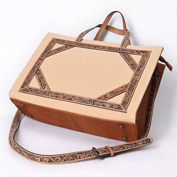 ADBG1725 American Darling Western Leather Tote Bag with Hand Tooled Floral Carved Panels