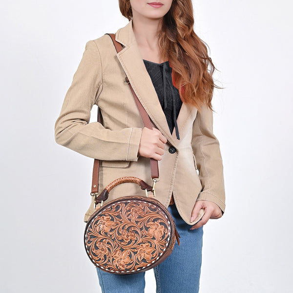 ADBGA780 American Darling Handcrafted Hand Tooled Leather Western Canteen Bag