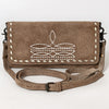 ADBG1712 American Darling Genuine Suede Crossbody Bag | Western Boot Stitched Crossbody Purse