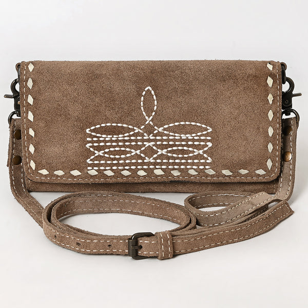 ADBG1712 American Darling Genuine Suede Crossbody Bag | Western Boot Stitched Crossbody Purse