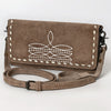 ADBG1712 American Darling Genuine Suede Crossbody Bag | Western Boot Stitched Crossbody Purse