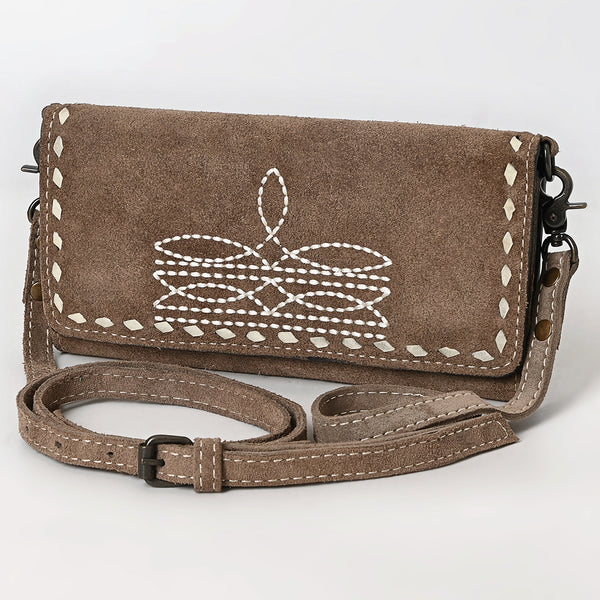 ADBG1712 American Darling Genuine Suede Crossbody Bag | Western Boot Stitched Crossbody Purse