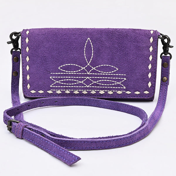 ADBG1712 American Darling Genuine Suede Crossbody Bag | Western Boot Stitched Crossbody Purse