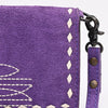 ADBG1712 American Darling Genuine Suede Crossbody Bag | Western Boot Stitched Crossbody Purse