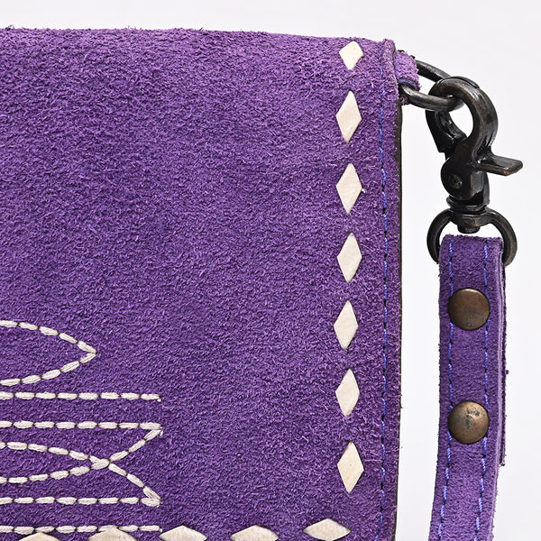 ADBG1712 American Darling Genuine Suede Crossbody Bag | Western Boot Stitched Crossbody Purse