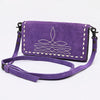 ADBG1712 American Darling Genuine Suede Crossbody Bag | Western Boot Stitched Crossbody Purse