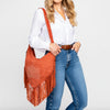 ADBGA733 American Darling Fringe Boot Stitched Genuine Leather Small Cross body Bag