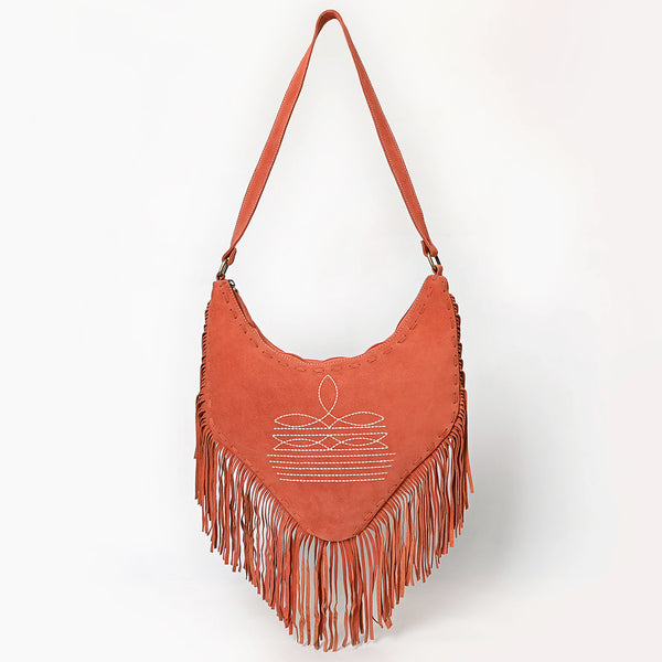 ADBGA733 American Darling Fringe Boot Stitched Genuine Leather Small Cross body Bag