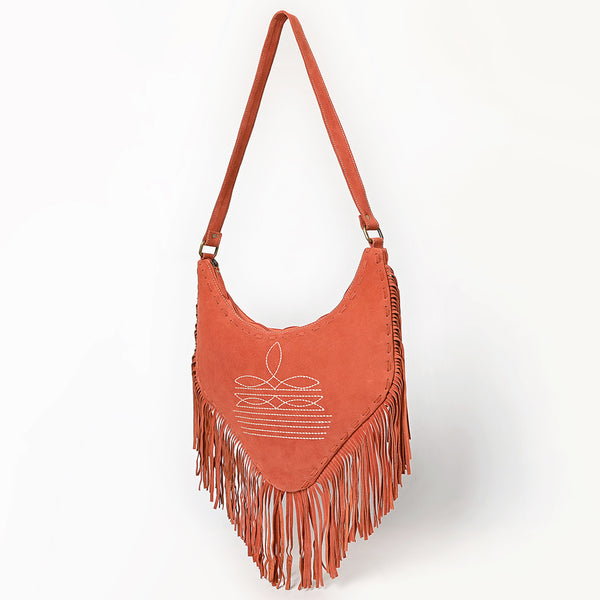 ADBGA733 American Darling Fringe Boot Stitched Genuine Leather Small Cross body Bag
