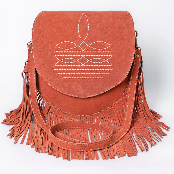 ADBGA713 American Darling Western Boot Stitched Genuine Suede Leather Fringe Messenger Bag