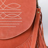 ADBGA713 American Darling Western Boot Stitched Genuine Suede Leather Fringe Messenger Bag