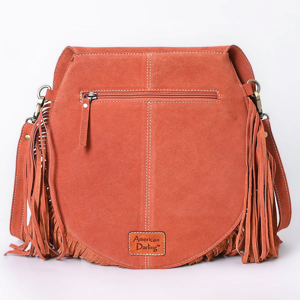 ADBGA713 American Darling Western Boot Stitched Genuine Suede Leather Fringe Messenger Bag