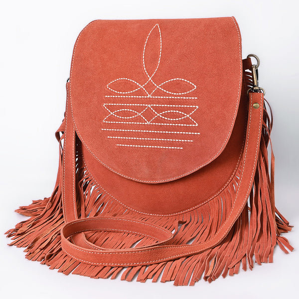 ADBGA713 American Darling Western Boot Stitched Genuine Suede Leather Fringe Messenger Bag