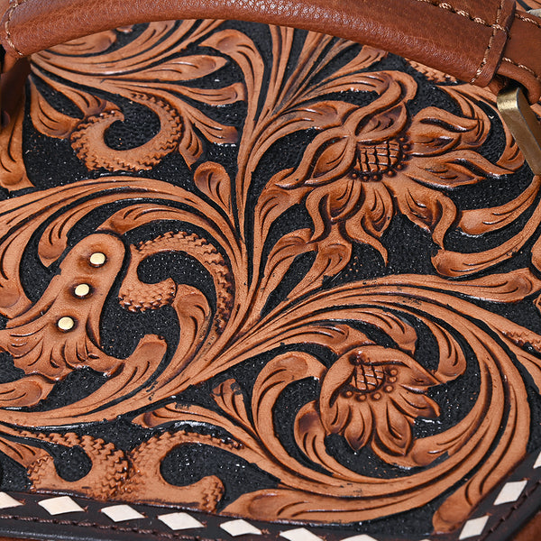 ADBGA781 American Darling Hair-On Cowhide Hand Tooled Genuine Leather Jewelry Case