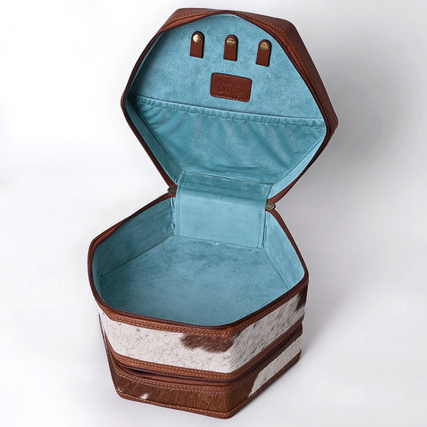 ADBGA781 American Darling Hair-On Cowhide Hand Tooled Genuine Leather Jewelry Case
