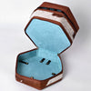 ADBGA781 Hexagon Tooled Leather & Cowhide Western Travel Case - Dual Zippers with Handle