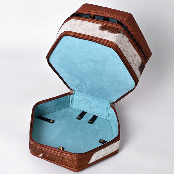 ADBGA781 American Darling Hair-On Cowhide Hand Tooled Genuine Leather Jewelry Case
